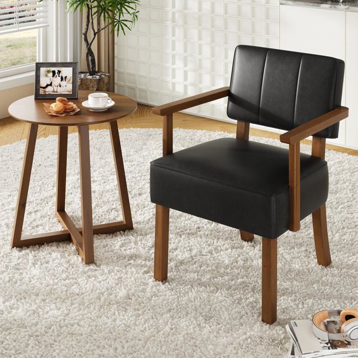 Fauteuil similicuir boutons noir
