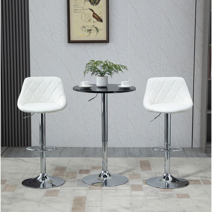 Table de bar ronde – Hauteur réglable – Plateau pivotant – Ø61 cm – Noir – Métal et MDF