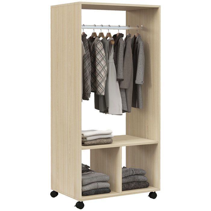 Optimisez le rangement avec cette armoire penderie à étagère 2 niches et roulettes pivotantes