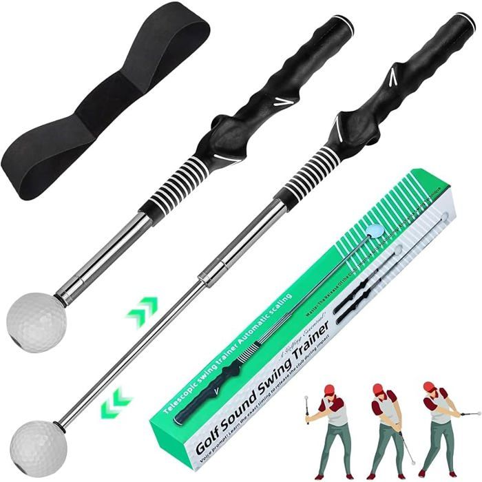 Aide Swing dEntraînement Golf et Entraînement Swing Golf Brassard Aide Ajustable et Rétractable avec Feedback Sonore et Bracelet