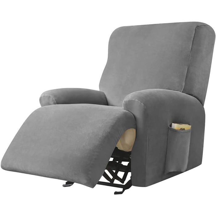 Housse De Fauteuil Relax Doux Velours Extensible Gris Foncé[F49]