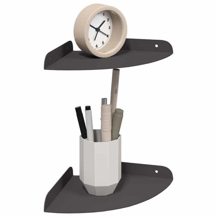 Meuble Étagère corniches - Étagère Flottante dAngle 2 pc Noir 18x18x2 cm - design élégant - pour maison(52745）