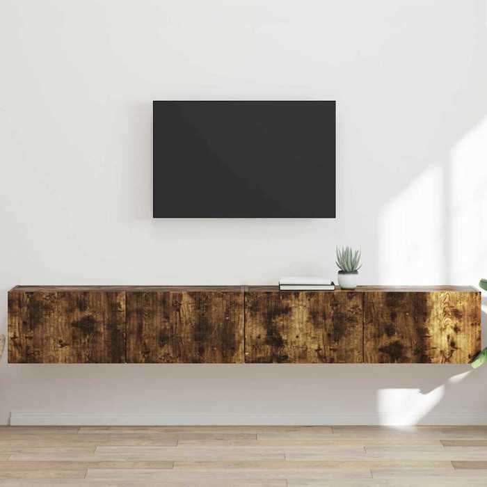 Unités murales TV (2 pcs) - VIDAXL - Meubles TV Suspendu - pour Téléviseur - Chêne fumé 98x31x295 cm T799