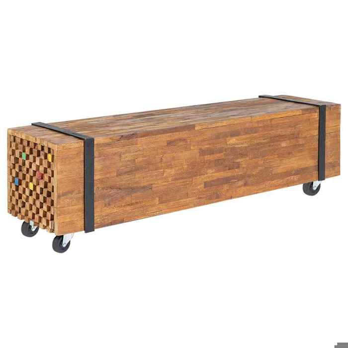 Meuble TV Bois VIDAXL Cabinet TV Armoire-HIFI Contemporain 110x30x325 cm Bois de teck massif T3827