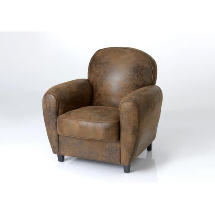 Fauteuil Club Similicuir Marron Vieilli Marron Cdiscount Maison