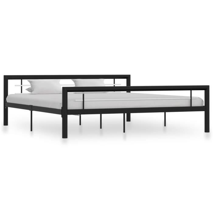 Cadre de lit Noir et blanc Métal 180 x 200 cm -BK284555 (PLA)
