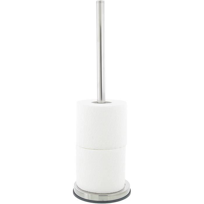 Porte-rouleau WC Chromé Sur Pied – Rangement Pratique Pour Papier Toilette, Design Gris Argenté - 5