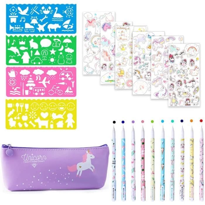 Nicpro Ensemble Papeterie Licorne – 48 Pièces Avec Bloc, Enveloppes, Stickers, Stylos – Boîte De Rangement