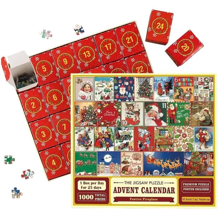Puzzle Calendrier De L'Avent De Noël 2023 1000 Pièces, Puzzles De Vacances  De Noël Pour Adulte Et Enfant