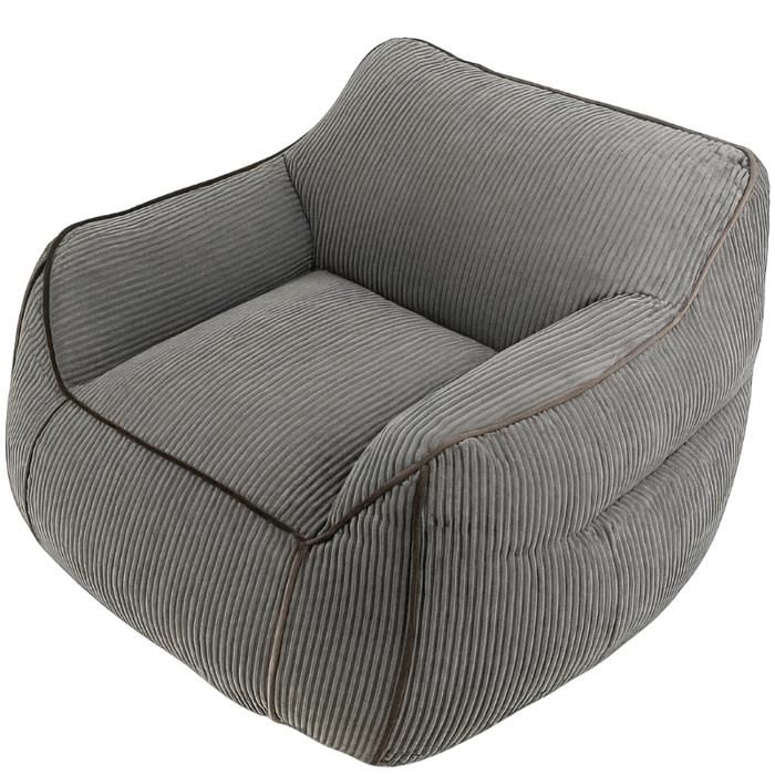 Pouf Fauteuil velours côtelé - 100x110 cm - Bananair - Gris foncé Pouf Fauteuil velours côtelé - 100x110 cm - Bananair - Gris foncé