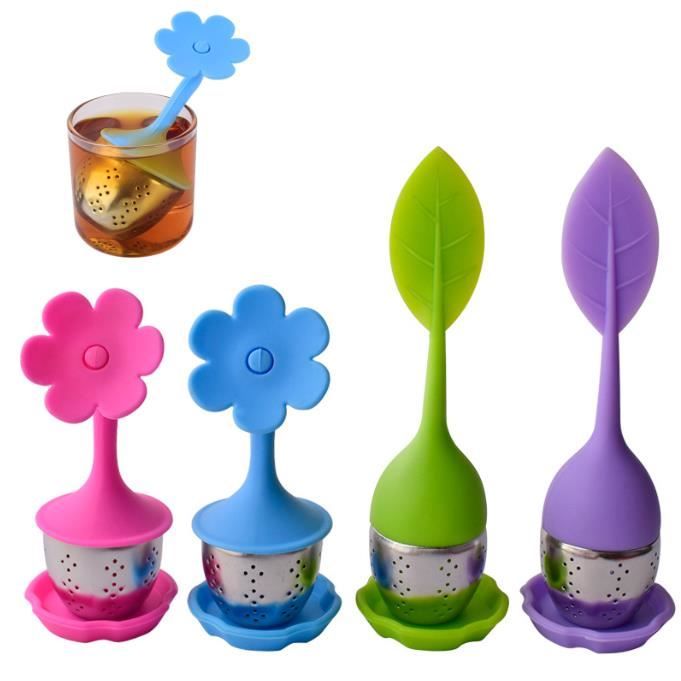 Infuseur à Thé En Silicone Avec Boule En Inox - Lot De 2, Coloris Vert Citron Et Rouge - Pour Thé En Vrac - 10