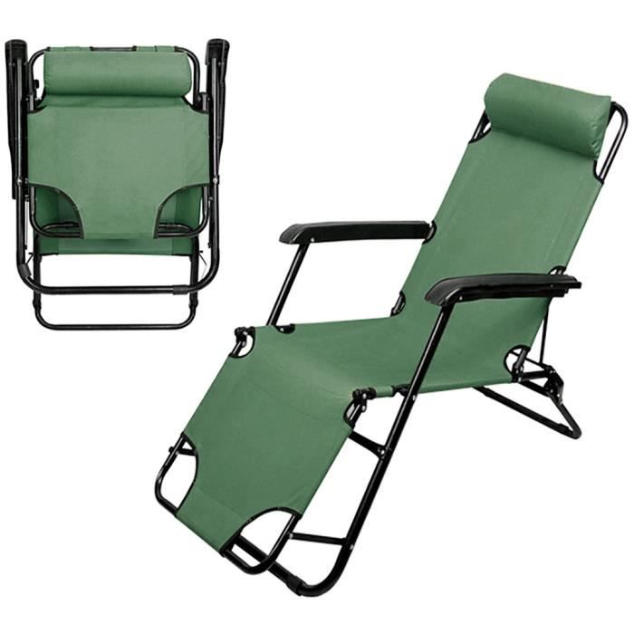 Chaise longue pliante de plage inclinable et chaise longue de patio de