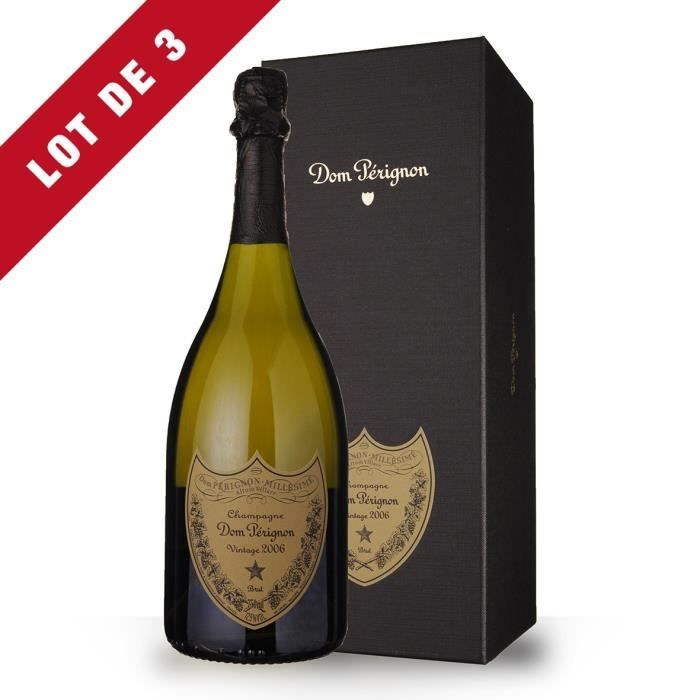 3X Dom Pérignon Vintage 2006 Brut 75cl Coffret Champagne La cave Cdiscount