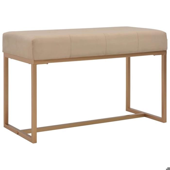 Banquette pouf tabouret meuble banc 80 cm beige velours 3002049 Banquette pouf tabouret meuble banc 80 cm beige velours 3002049
