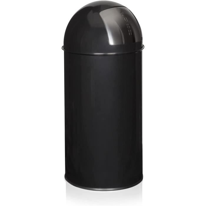 Cestino Per Ufficio PUSH Da 35L - Design Retr&ograve; Con Sportello A Pressione, Colore Cromato