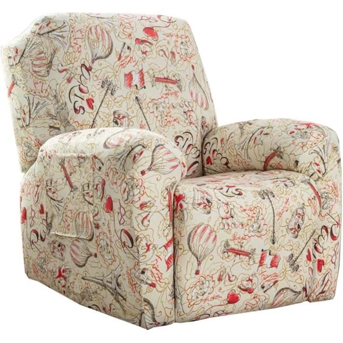 Housse de Fauteuil Relax Doux Velours Extensible, 4 Pièce Housse de
