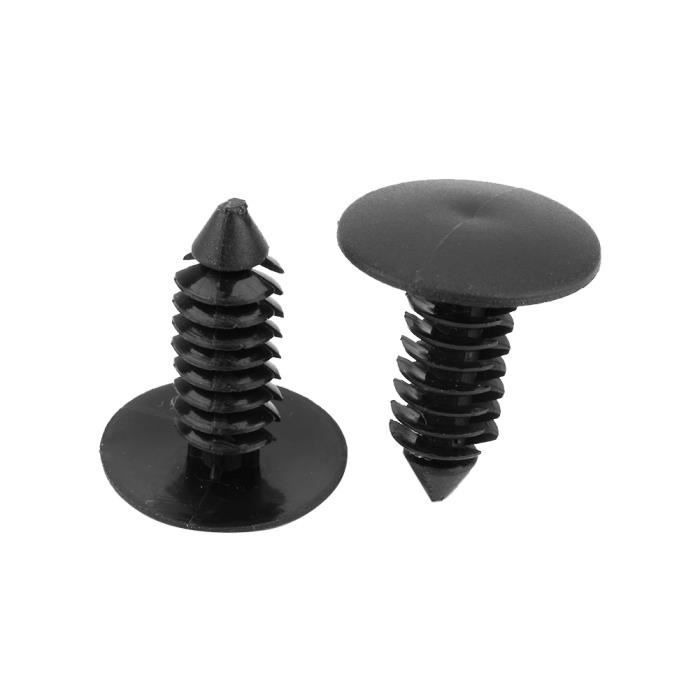 Rivets Plastique Pour Garniture Auto - Lot De 100 Pièces - Diamètre Trou 7,5 Mm, Longueur Tige 20 Mm - Noir - Universel