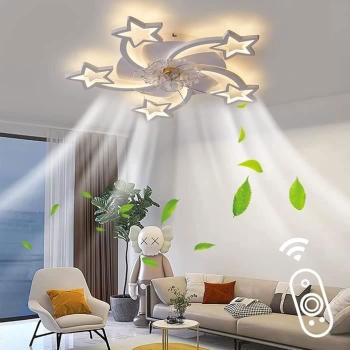 Silencieux Ventilateur de Plafond avec Telecommande et lumiere Moderne LED Ventilateur Dimmable Plafonnier avec App