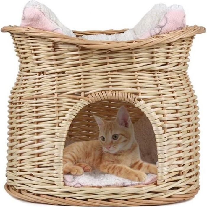 Panier Chat Osier Pour Chat Et Petit Chien Lit Grotte Chat A Deux Etages Avec Coussin En Peluche Corbeille Lit Ovale Osier Achat Vente Corbeille Coussin Losypet Panier Chat