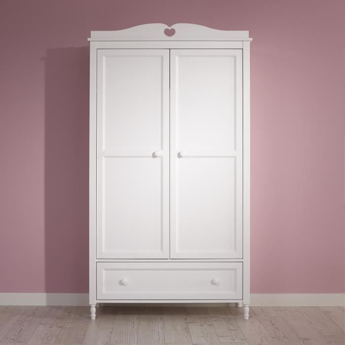 Armoire 2 Portes Design Rustique Coloris Blanc Achat Vente Armoire De Chambre Armoire 2 Portes Design Rus Soldes Cdiscount