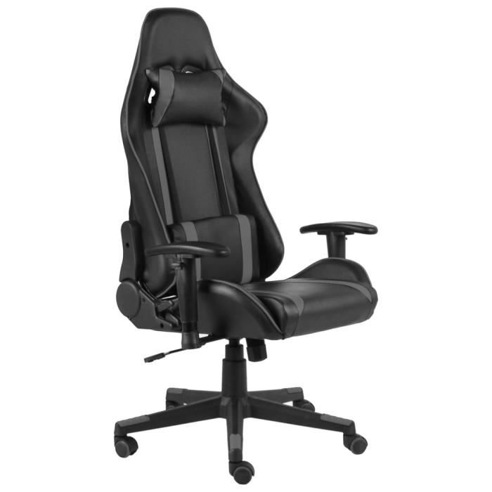 fauteuil de bureau chaise de jeu pivotante gris pvc jm•116552