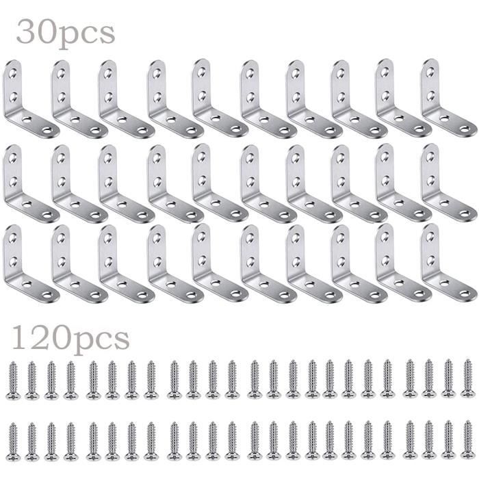 Équerres d/'étagère en métal avec vis pour livres Équerres de 90 degrés Ersoth Lot de 4 équerres d/'étagère en forme de L en acier inoxydable pour charges lourdes salon cuisine bureau