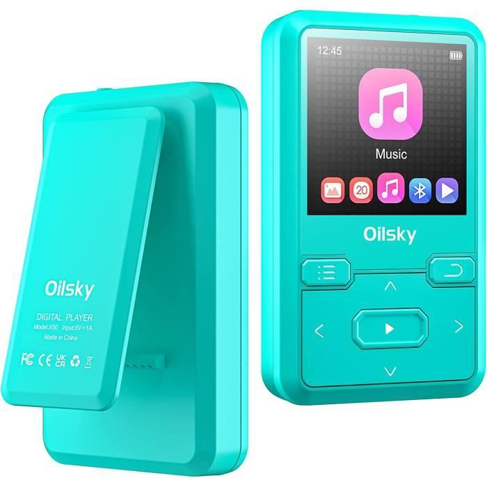 AGPTEK Lecteur MP3 Bluetooth 5.3 - 64Go, Écran 2,3" - Haut-Parleur Intégré, Vidéo, Radio, Enregistrement - Baladeur Portable Métal
