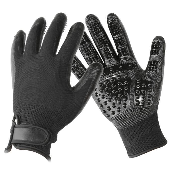Gants De Massage Brossage Toilettage Brosse Poils Pour Chien Chat Cheval Lapin Gants De Toilettage A Cinq Doigts Noir Cdiscount