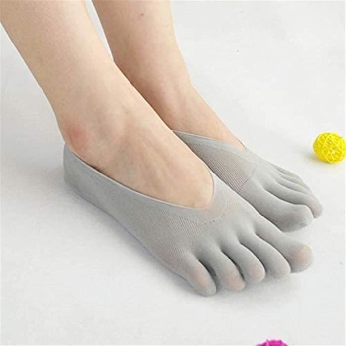 5 paires de chaussettes de compression orthopédiques pour femmes chaussettes d'orteil, respirantes à bout fendu à cinq doigts (gris)