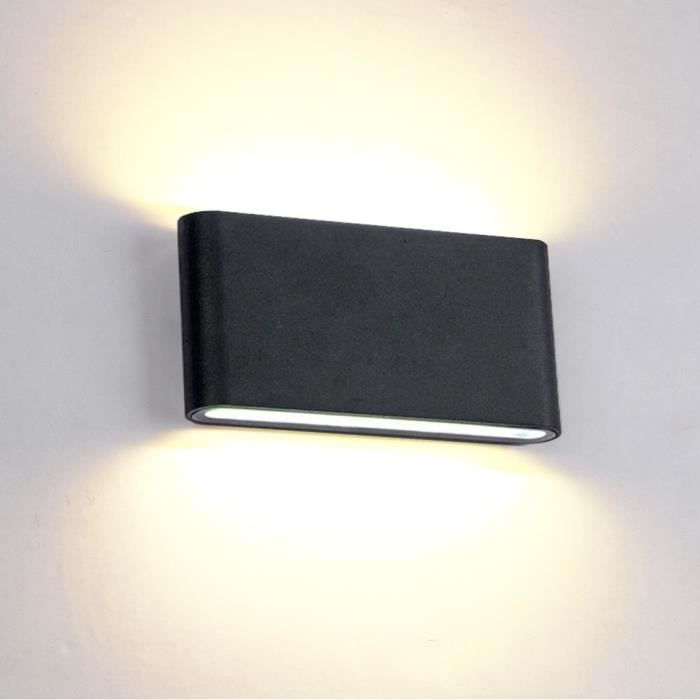 GuO 12W Applique Murale Intérieur Extérieur Lampe Murale Aluminium Eclairage Up and Down Conception Moderne Blanc Chaud pour