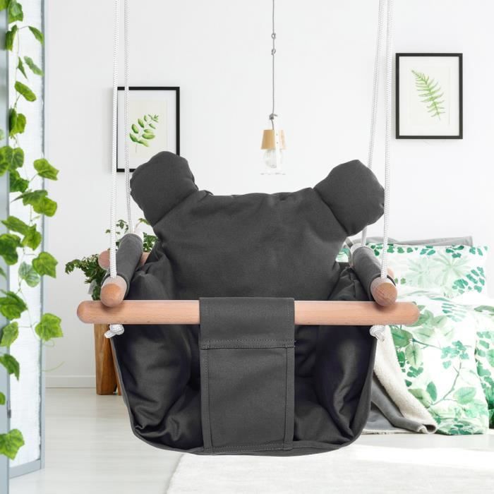 Siege Suspendu Pour Bebe Balancoire Avec Chaise En Tissu Grise De 6 Mois A 3 Ans Cdiscount Jeux Jouets