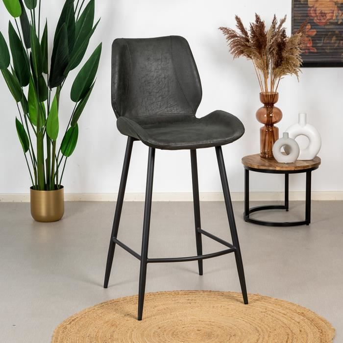 Tabouret de bar industriel Barrel cuir écologique noir 69 cm - Livin24 - Industriel - Loft