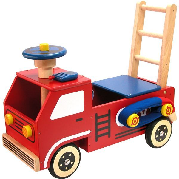 Chariot porteur Pompier Enfant 18 mois et plus Rouge avec porte voix et talkie walkie Cdiscount Jeux Jouets