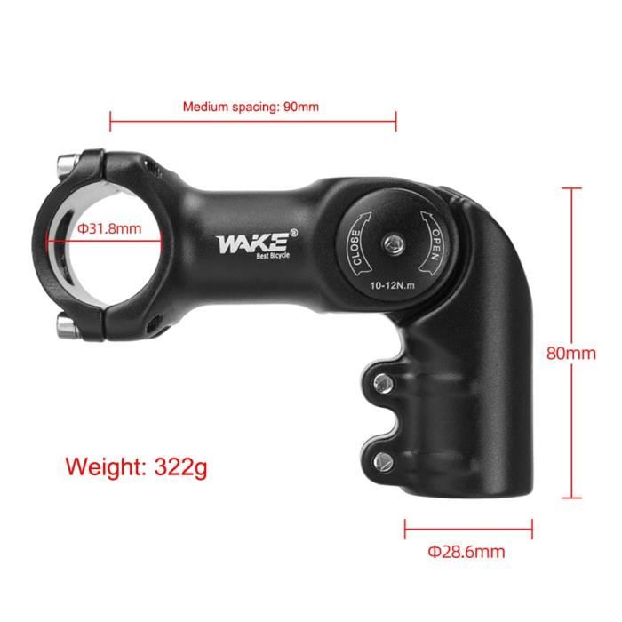 Potence De Vélo Réglable En Alliage - 0 à 60°, Pour Tube 1-1/8", 110 Mm - Noir