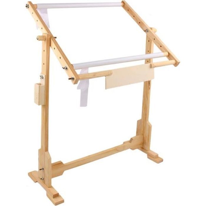 Cadre Broderie Point De Croix 23 Cm – Lin écru, Motif Rose, Fait Main En France