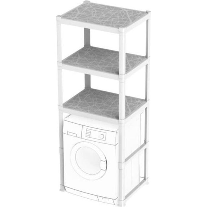 armoire de salle de bain - etagère modulable dessus de machine à laver - h 184 cm - ultra résistante jusqu'à 180kg de charge blanc