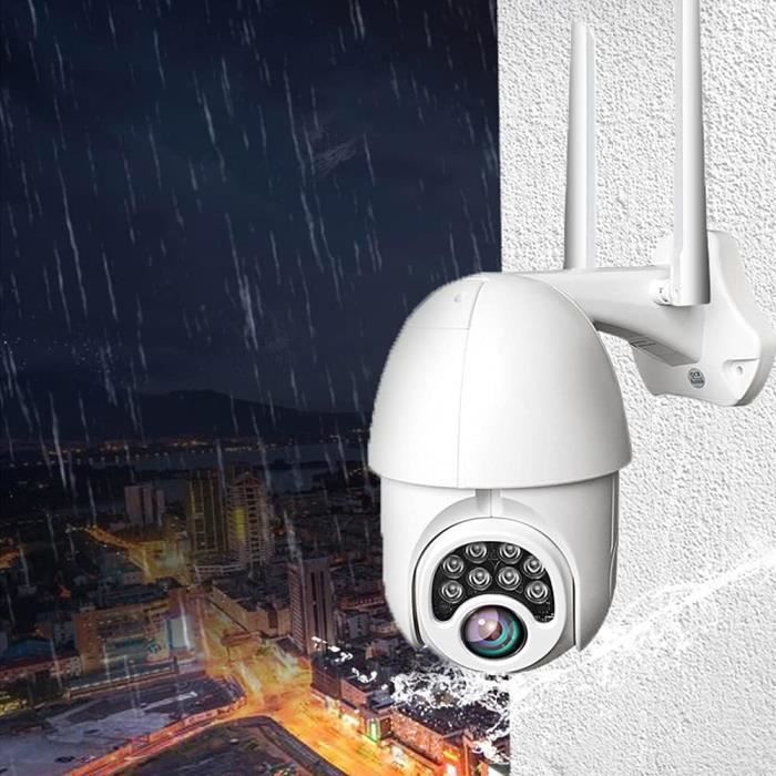 JideTech 5MP Caméra Surveillance WiFi Extérieure PTZ, 2.4Ghz WiFi Caméra IP, Zoom Optique 5X, Détection Humaine, Suivi Automatique, Cloud, 355° 90°, Vision Nocturne IR, Audio Bidirectionnel, IP66
