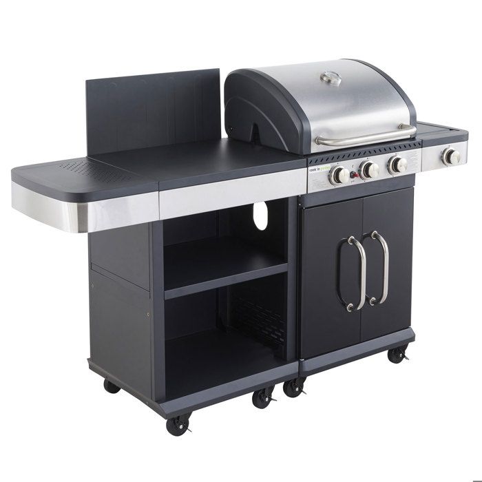 Barbecue - COOKIN GARDEN - FIDGI 3 - 3 brûleurs - Surface cuisson 60x42 cm - Desserte intégrée