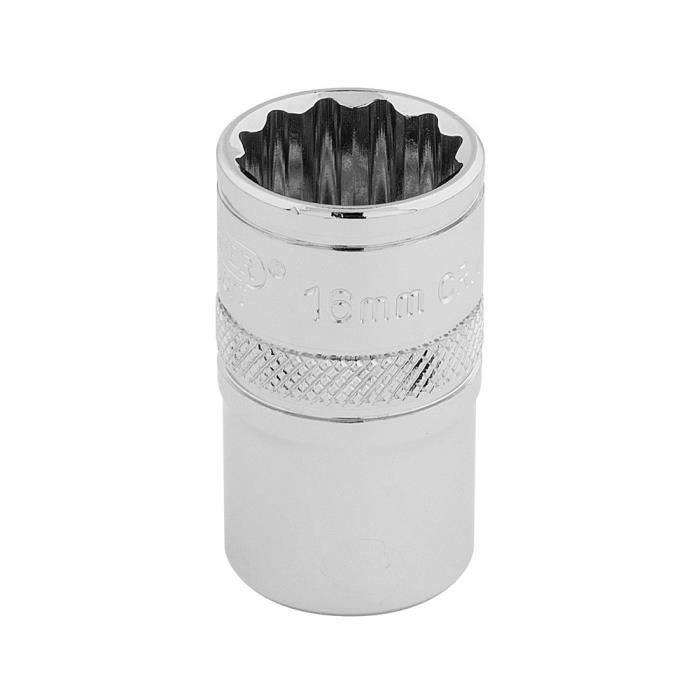 Douille Métrique 6 Points 19 Mm – Draper 3/8D, Longueur Standard, Finition Chromée Satinée