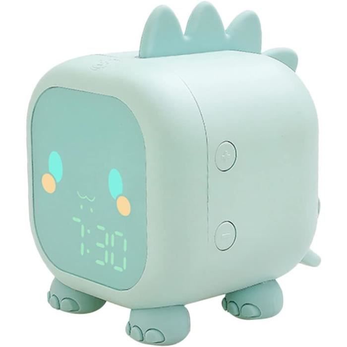 Réveil Dinosaure Pour Enfants Avec Veilleuse – Contrôle Vocal, Double Alarme, Minuterie – Rechargeable USB – Rose (Modèle Enfant)