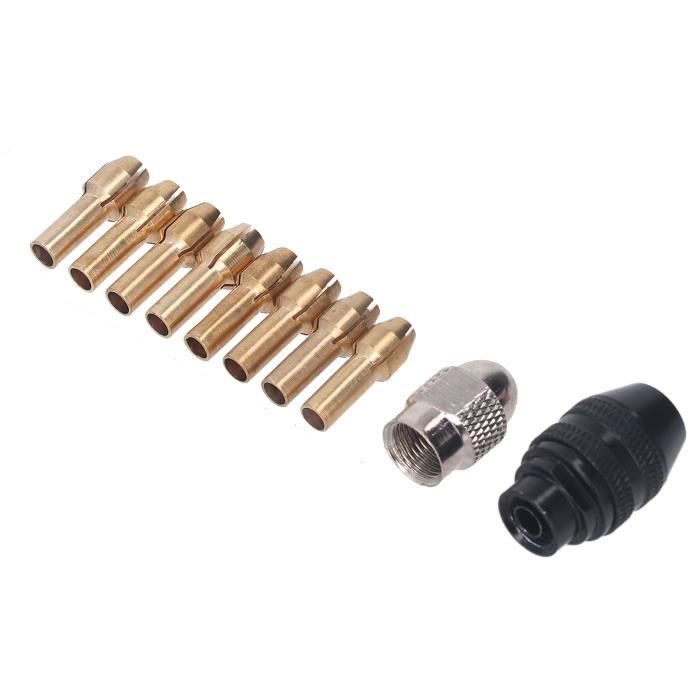 Mandrin Sans Clé Pour Dremel - 1/32 à 1/8 Pouce, Avec 8 Pinces Laiton, Outil Rotatif - 10