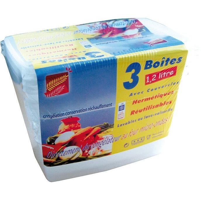 Lot de 3 boîtes alimentaires - 1.2 L