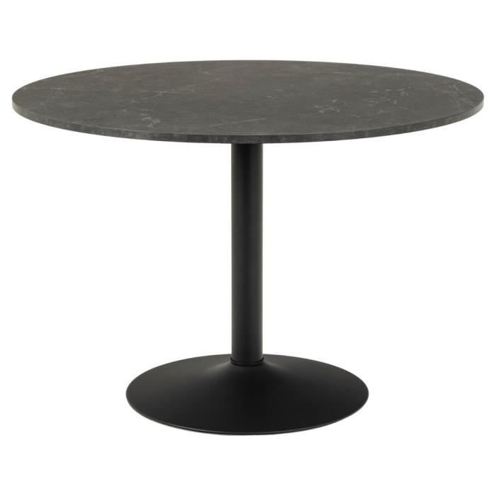 table de repas ronde ibiza - emob - 110 cm - noir - rond - a monter soi-même