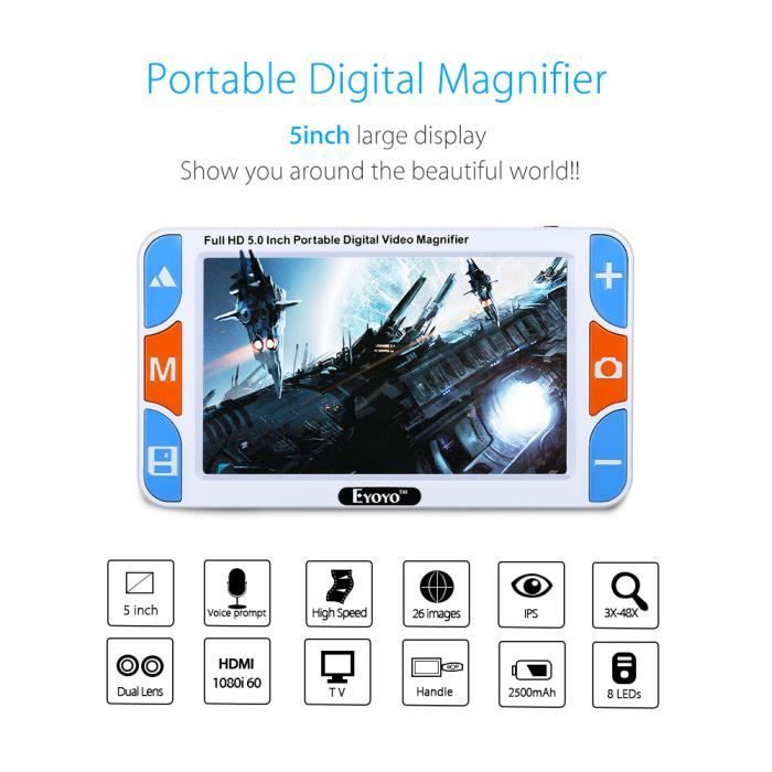 MLYYYDSS Loupe Numérique Vidéo Portable De 7,0 Pouces, Aides