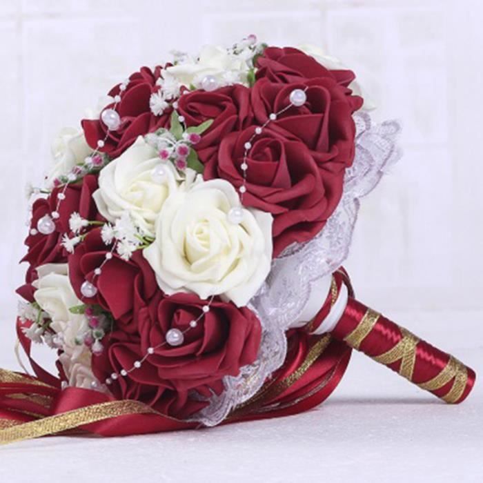 Bouquets de mariage Vin rouge + blanc. fait à la main fleur de mariée  cadeaux de fête de mariage accessoires de mariage fleurs poire - Cdiscount  Maison