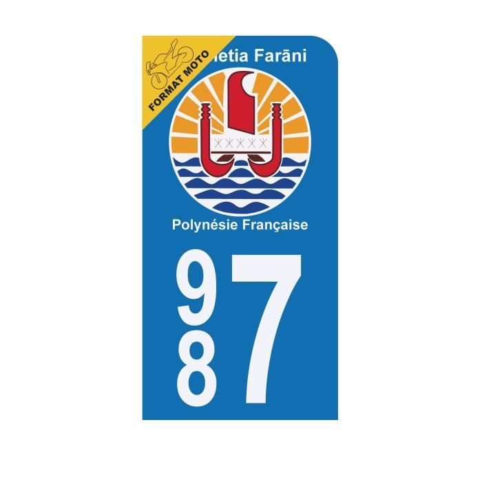 Aufkleber Für Motorrad-Kennzeichen – Französisch-Polynesien (987), 2 Stück, 60x30 Mm, UV-beständig