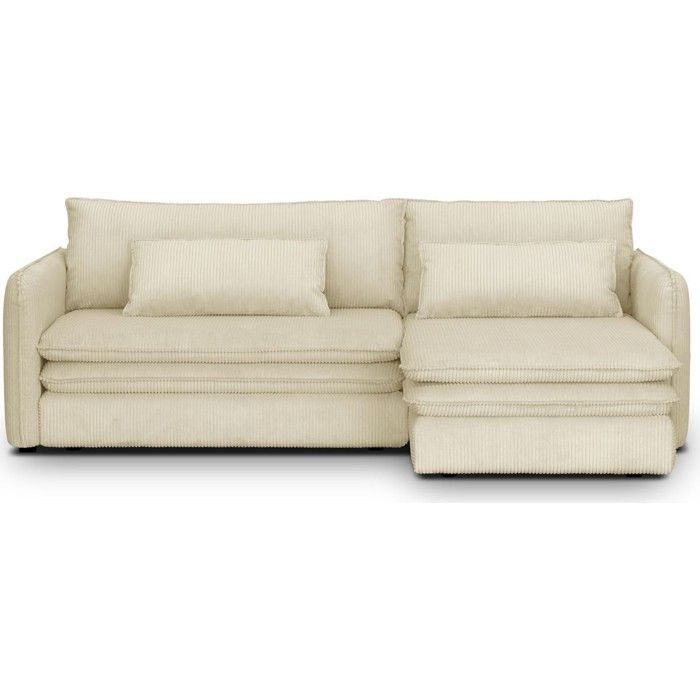 Canapé dangle convertible réversible 3 places en velours côtelé beige - Baya