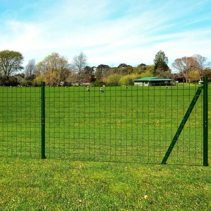 Regisi Ensemble de clôture Grillage vert grillage cloture jardin en Acier  et PVC 1,7 x 25 m-7 - Cdiscount Jardin