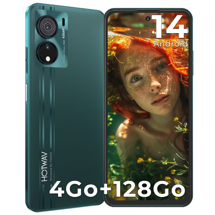 Smartphone -HOTWAV-Note 12 EF-Cadeaux Noël- Écran 68 Pouces HD+ -4+4Go RAM 128Go ROM- Caméra 48MP - Batterie 5160mAh-Vert