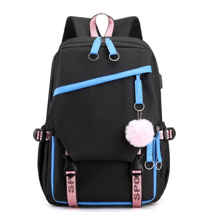 Sac à Dos Scolaire Fille - Nylon Imperméable Avec Poches Antivol, Bandes Réfléchissantes Et Kit Accessoires Mignons | 41x31x5 Cm